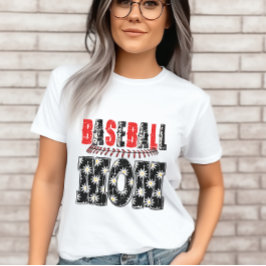  honkbal mam-verdrietig bloemmotief t-shirt