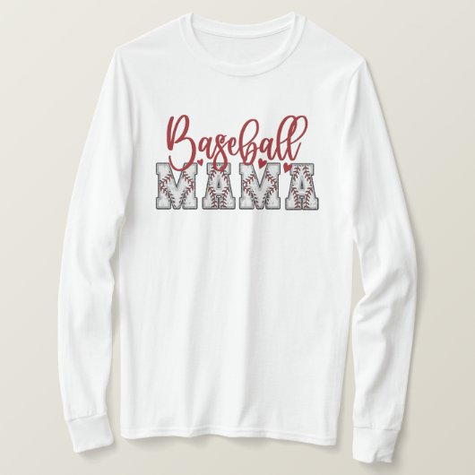 Honkbal Mama Lange Mouw T-shirt (Design voorkant)