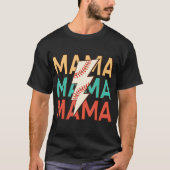 Honkbal Mama Moeder Leven Kostuum juichen Moeder v T-shirt (Voorkant)