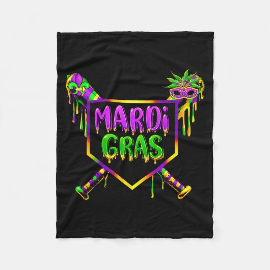Honkbal Mardi Gras Carnaval Feest Masker Ijs Fleece Deken (Voorkant)