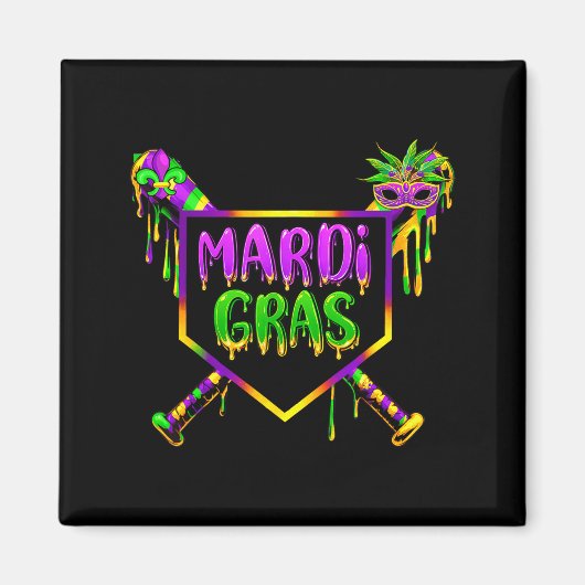 Honkbal Mardi Gras Carnaval Feest Masker Ijs Magneet (Voorkant)