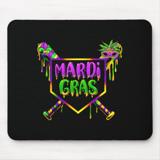 Honkbal Mardi Gras Carnaval Feest Masker Ijs  Muismat (Voorkant)