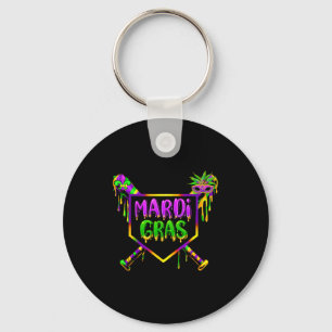 Honkbal Mardi Gras Carnaval Feest Masker Ijs Sleutelhanger