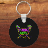 Honkbal Mardi Gras Carnaval Feest Masker Ijs Sleutelhanger (Voorkant)