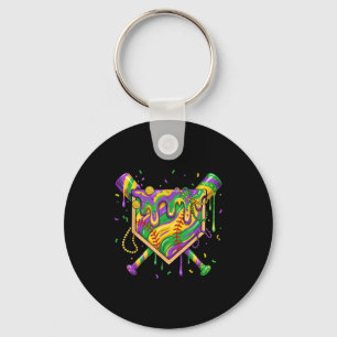 Honkbal Mardi Gras Thuisplaat IJsdruppel Carn Sleutelhanger
