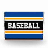 HONKBAL Marine Blauw Zwart Wit Gele Strepen Fotoblokken (Voorkant)