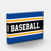 HONKBAL Marine Blauw Zwart Wit Gele Strepen Fotoblokken (Links)