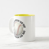 Honkbal & Medium Text GEEL 325ml Custom Tweekleurige Koffiemok (Voorkant links)