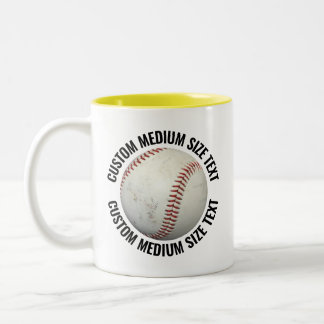 Honkbal & Medium Text GEEL 325ml Custom Tweekleurige Koffiemok
