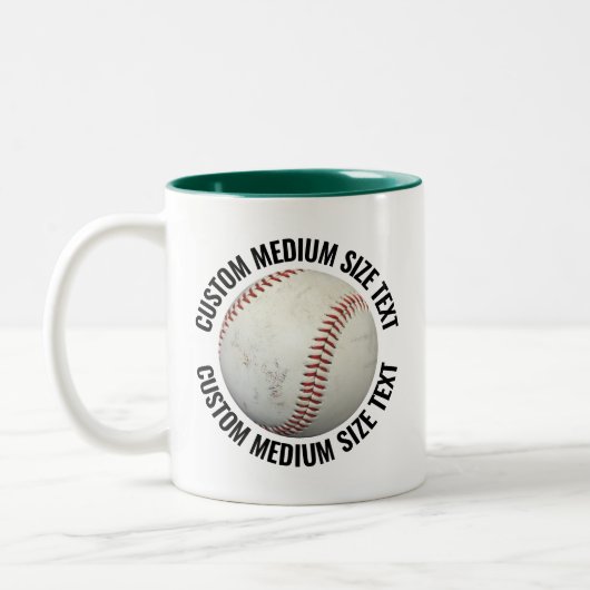 Honkbal & Medium Text JAGERSGROEN 325ml Custom Tweekleurige Koffiemok (Links)