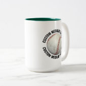 Honkbal & Medium Text JAGERSGROEN 425gr Custom Tweekleurige Koffiemok (Voorkant rechts)