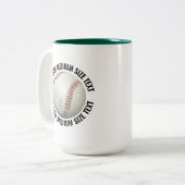 Honkbal & Medium Text JAGERSGROEN 425gr Custom Tweekleurige Koffiemok (Voorkant links)