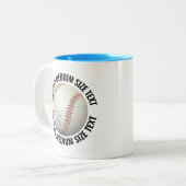 Honkbal & Medium Text LICHTBLAUW 325ml Custom Tweekleurige Koffiemok (Voorkant links)
