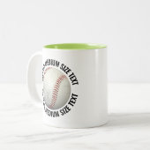 Honkbal & Medium Text LIME GROEN 325ml Custom Tweekleurige Koffiemok (Voorkant links)