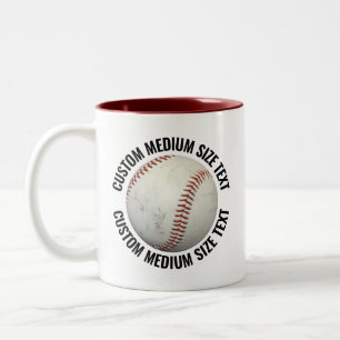 Honkbal & Medium Text MAROON 11oz Aangepast Tweekleurige Koffiemok