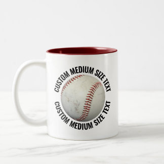 Honkbal & Medium Text MAROON 11oz Aangepast Tweekleurige Koffiemok