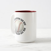 Honkbal & Medium Text MAROON 15oz Custom Tweekleurige Koffiemok (Voorkant links)