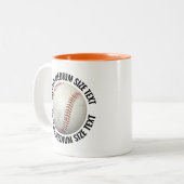 Honkbal & Medium Text ORANJE 325ml Custom Tweekleurige Koffiemok (Voorkant links)
