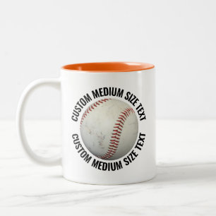 Honkbal & Medium Text ORANJE 325ml Custom Tweekleurige Koffiemok