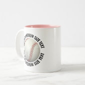 Honkbal & Medium Text ROZE 325ml Custom Tweekleurige Koffiemok (Voorkant links)