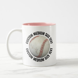 Honkbal & Medium Text ROZE 325ml Custom Tweekleurige Koffiemok
