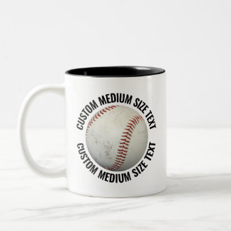 Honkbal & Medium Text ZWART 325g/m² Custom Tweekleurige Koffiemok