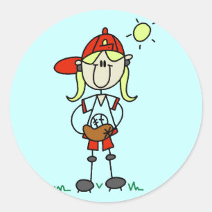 Honkbal Meisje Met Handschoen T-shirts en Cadeaus Ronde Sticker