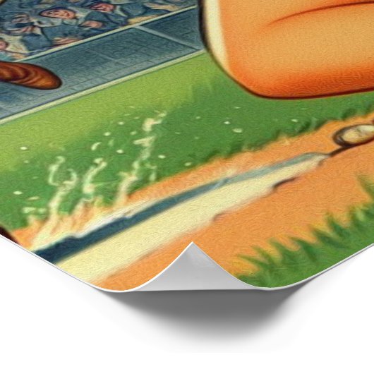  honkbal meisjes illustratie poster (Hoek)