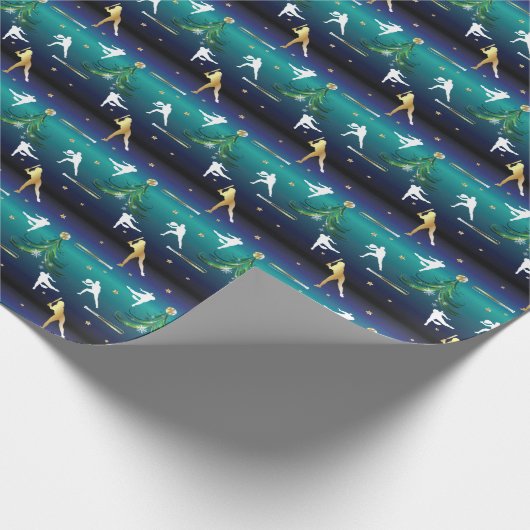 Honkbal Meisjes Softbal Kerstmis Cadeaupapier (Hoek)