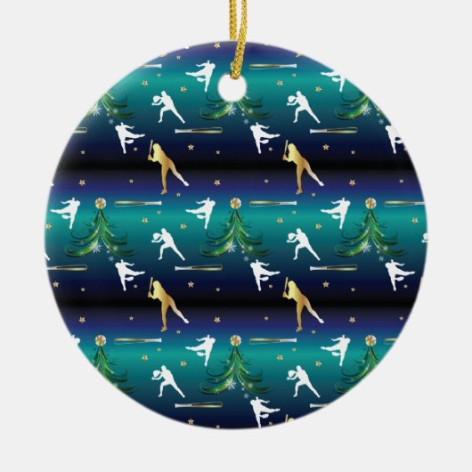 Honkbal Meisjes Softbal Kerstmis Keramisch Ornament (Voorkant)