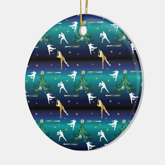 Honkbal Meisjes Softbal Kerstmis Keramisch Ornament (Links)
