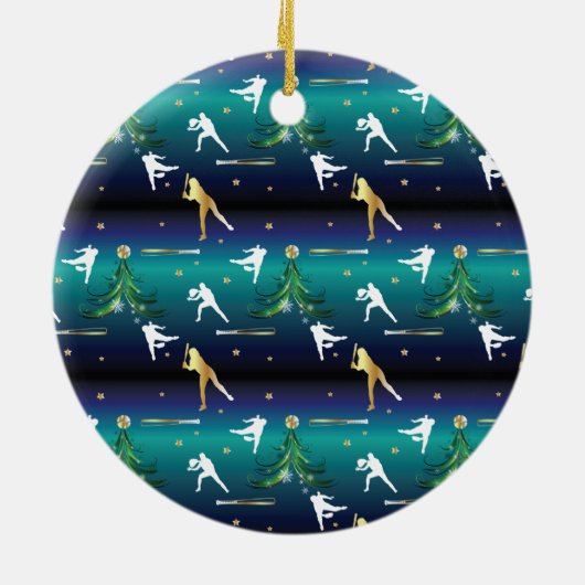 Honkbal Meisjes Softbal Kerstmis Keramisch Ornament (Achterkant)