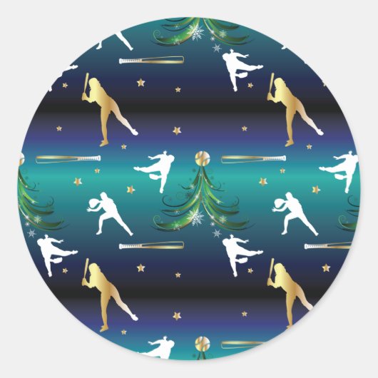 Honkbal Meisjes Softbal Kerstmis Ronde Sticker (Voorkant)