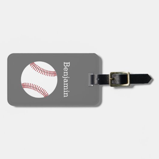 Honkbal met aangepaste naam - Grijs Bagagelabel (Voorkant horizontaal)