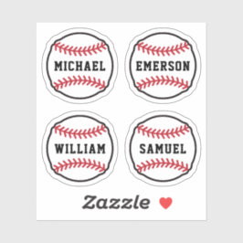 Honkbal met aangepaste naam of tekst, set van vier sticker
