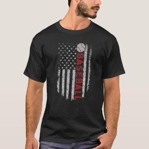 Honkbal met Amerikaanse vlag voor patriottische ho T-shirt