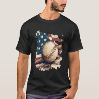 Honkbal met Amerikaanse vlag voor Vaderdag T-shirt