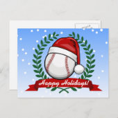 Honkbal met een kerststijl kerstmuts feestdagenkaart (Voorkant / Achterkant)
