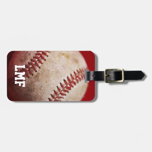 Honkbal met gepersonaliseerd monogram bagagelabel (Voorkant horizontaal)