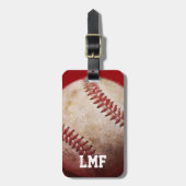 Honkbal met gepersonaliseerd monogram bagagelabel (Voorkant verticaal)