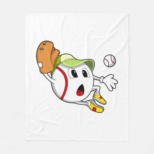 Honkbal met honkbalhandschoen & pet fleece deken (Voorkant)