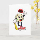 Honkbal met honkbalknuppel kaart (Gele Bloem)