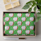 Honkbal met kerstmuts en sneeuwvlokken groen tissuepapier (Geschenk)