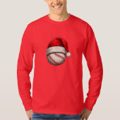 Honkbal met kerstvakantie Santa Hat T-shirt (Voorkant)