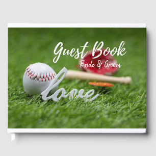 Honkbal met LOVE woord met handschoen en knuppel b Gastenboek
