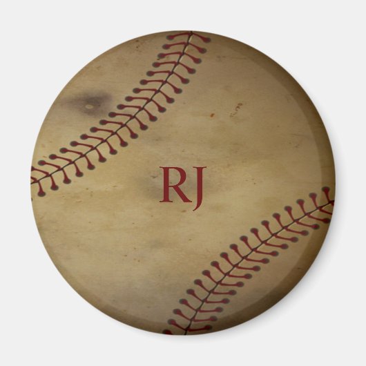  honkbal met monogram magneet (Voorkant)