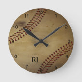 honkbal met monogram ronde klok (Voorkant)