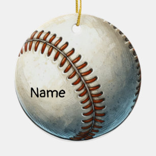 Honkbal met naam op de bal voor de speler keramisch ornament