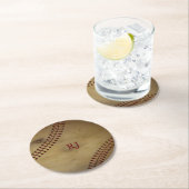  honkbal met naam ronde kartonnen onderzetter (Insitu)