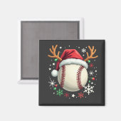 Honkbal met rendierhoorns en Kerstmis Magneet (Voorkant / Achterkant)